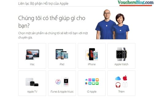 Quý khách truy cập vào địa chỉ https://getsupport.apple.com/ , chọn hiển thị ngôn ngữ Tiếng Việt.