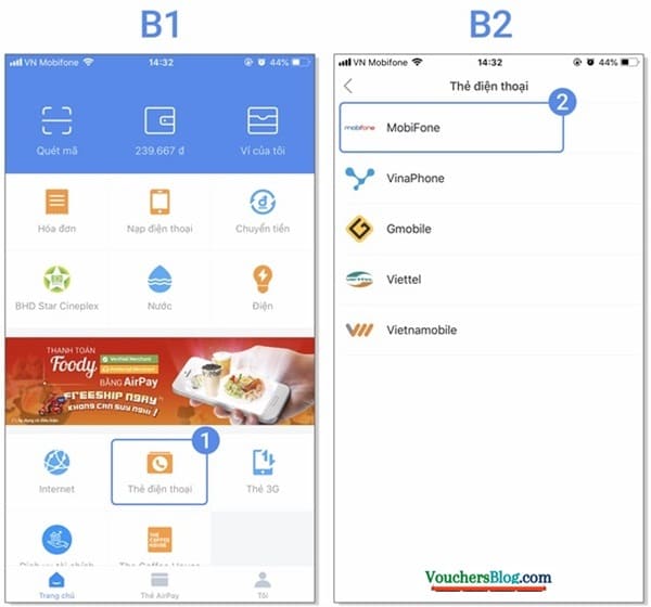 Hướng dẫn nạp tiền điện thoại trực tiếp qua ví airpay