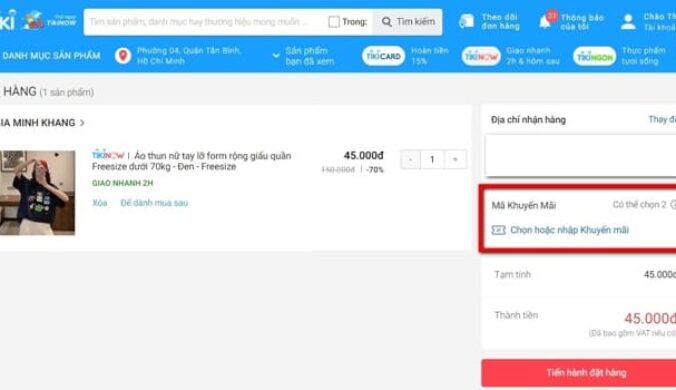 Bấm chọn xem mã khuyến mãi tiki