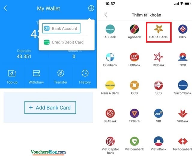 Cách liên kết ngân hàng Bắc Á Bank với ví airpay