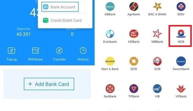 Các bước liên kết ví Airpay với Ngân Hàng TMCP quốc dân NCB