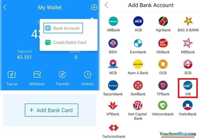 Các bước liên kết ví airpay với ngân hàng Quốc Tế VIB