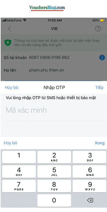 Các bước liên kết ví airpay với ngân hàng Quốc Tế VIB