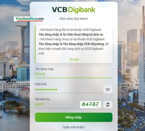 Liên kết ví airpay với vietcombank trên Internet Banking