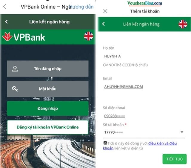 Hướng dẫn từng bước cách liên kết Ví airpay với ngân hàng VPBank