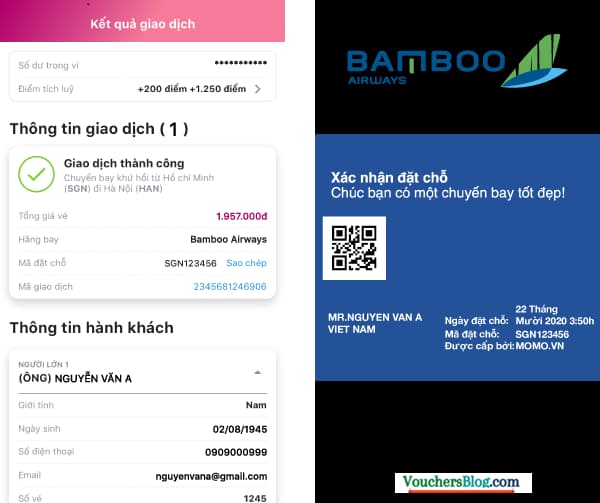 Hướng dẫn các bước đặt mua vé Bamboo Airways trên Ví MoMo