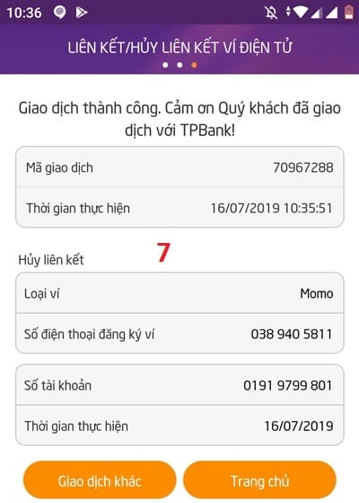 Hướng dẫn cách hủy liên kết tài khoản TPBank và momo