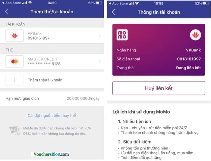 Hướng dẫn hủy liên kết tài khoản ngân hàng VPBANK và momo