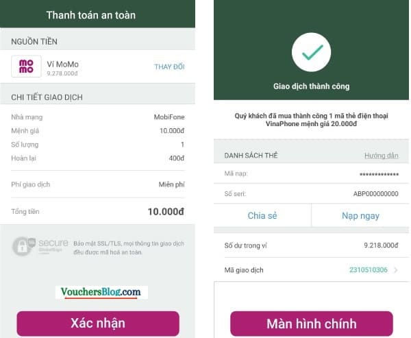 Hướng dẫn mua mã thẻ cào mobifone trên momo