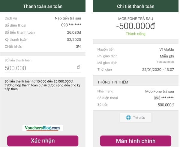 Hướng dẫn nạp tiền điện thoại trả sau mobifone trên momo