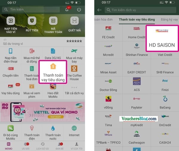 Cách thanh toán khoản vay HD SAISON bằng Ví MoMo
