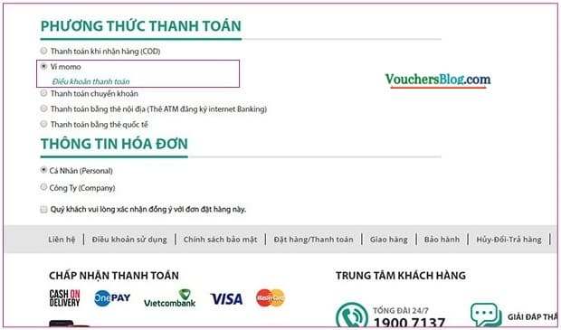 thanh toán Vtv-Hyundai Home Shopping bằng MoMo trên website vtvhuyndai.vn