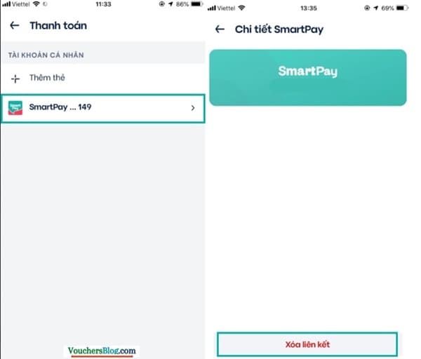 Hướng dẫn hủy liên kết Ví Smartpay trên BE