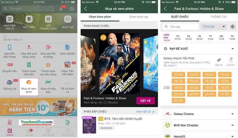 Các bước Đặt vé Galaxy Cinema bằng Ví MoMo