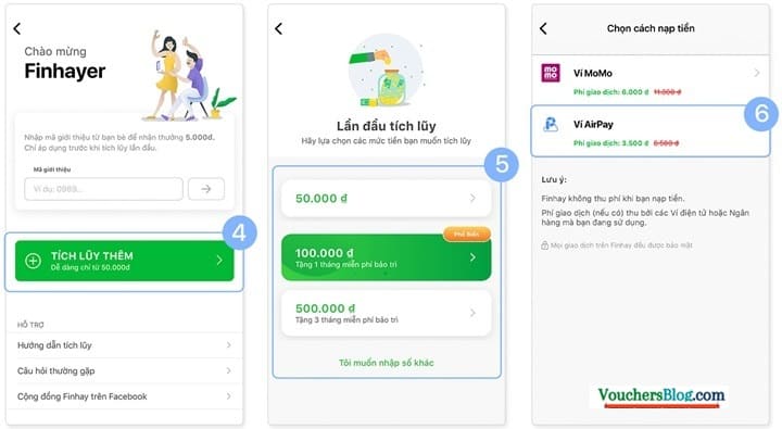 Hướng dẫn thanh toán Finhay bằng Ví AirPay trên app