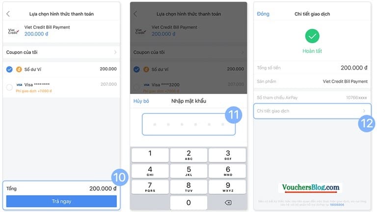 Hướng dẫn thanh toán dịch vụ tài chính VietCredit qua Ví AirPay