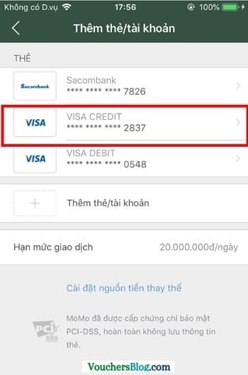 Cách hủy liên kết thẻ Visa/MasterCard/JCB và momo