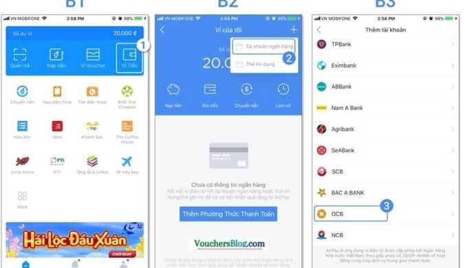 Hướng dẫn liên kết tài khoản Ngân hàng TMCP Phương Đông (OCB) với Ví AirPay