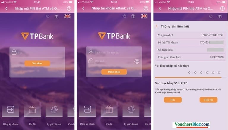 Liên kết tài khoản ngân hàng TPBank và momo 