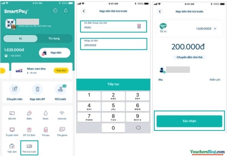 Hướng dẫn nạp tiền vào thẻ trả trước của smartpay