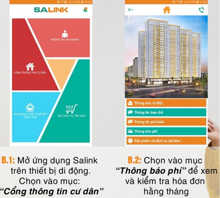 Hướng dẫn thanh toán phí savista ứng dụng SALINK