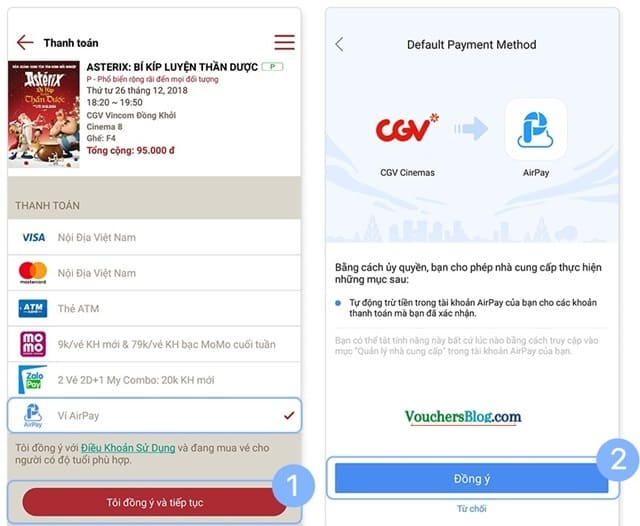 Hướng dẫn liên kết và thanh toán CGV bằng ví AirPay khi mua vé qua ứng dụng CGV