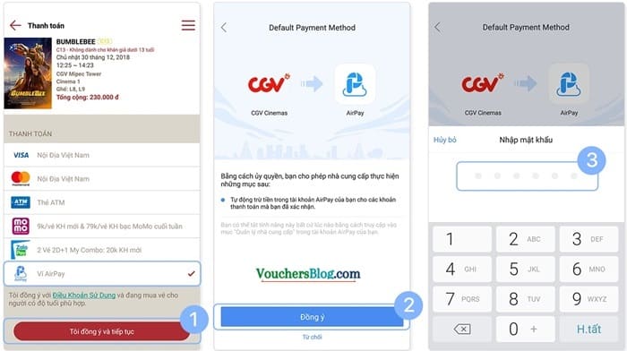 Hướng dẫn liên kết và thanh toán CGV bằng ví AirPay khi mua vé qua ứng dụng CGV