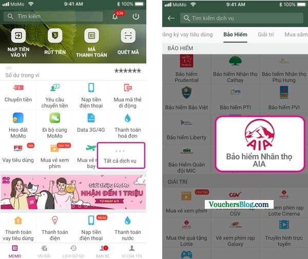 Các bước Thanh toán phí bảo hiểm AIA bằng Ví MoMo