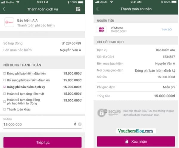 Các bước Thanh toán phí bảo hiểm AIA bằng Ví MoMo