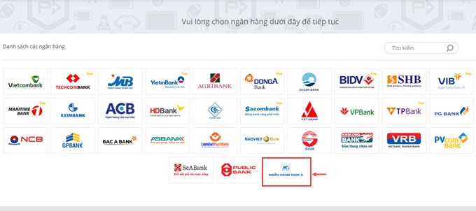 Các bước nạp tiền ví VTCPay từ ngân hàng Nam Á miễn phí