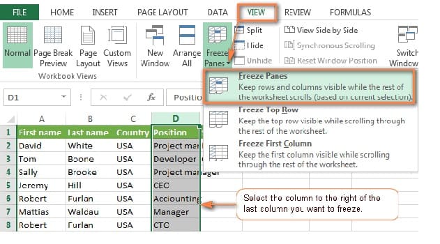 Cách khóa dòng trong Excel