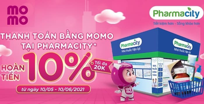 Hoàn tiền 10% khi thanh toán MoMo tại Pharmacity