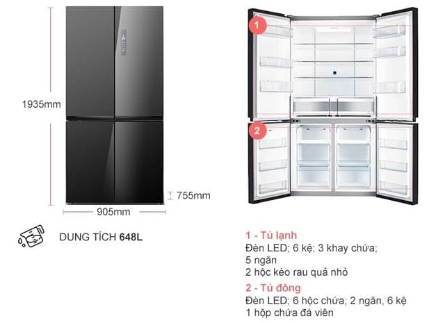 Tủ lạnh Electrolux Inverter 648 lít EQE6909A-BVN