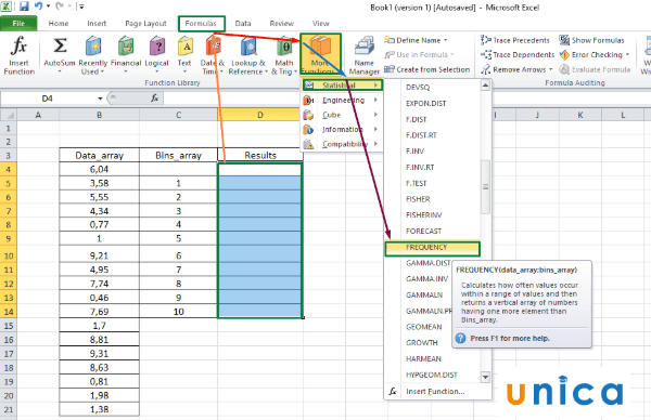 Cách dùng hàm frequency trong excel. Hình 2