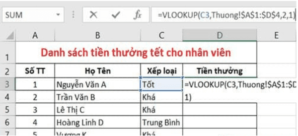Áp dụng hàm Vlookup giữa 2 sheet (4)