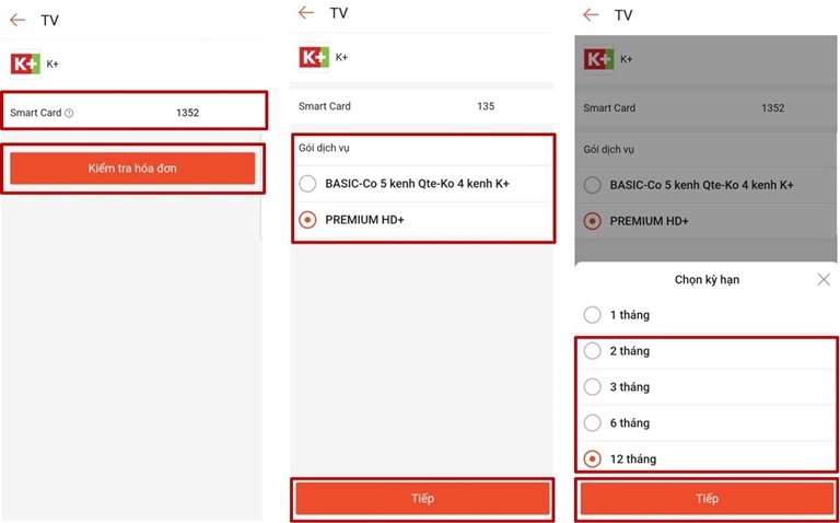 Hướng dẫn các bước thanh toán cước truyền hình K+ qua ví shopeepay