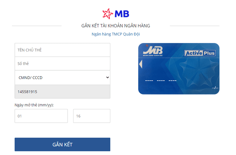 Cách Liên kết ví VTC Pay với ngân hàng MBBank